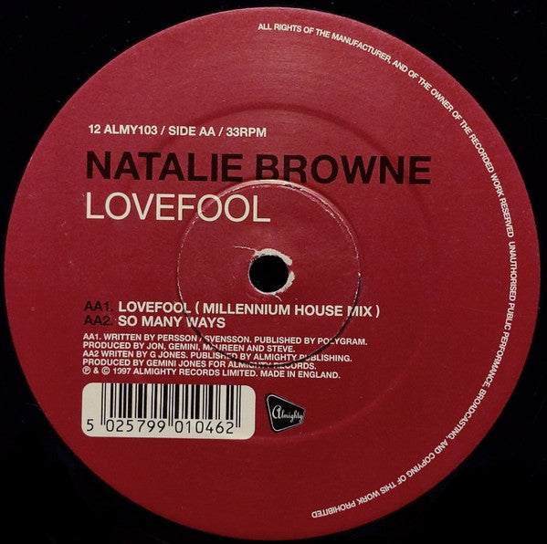 Natalie Browne : Lovefool (12")