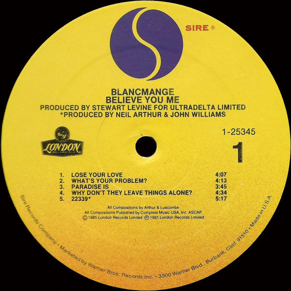 Blancmange : Believe You Me (LP, Album, Spe)