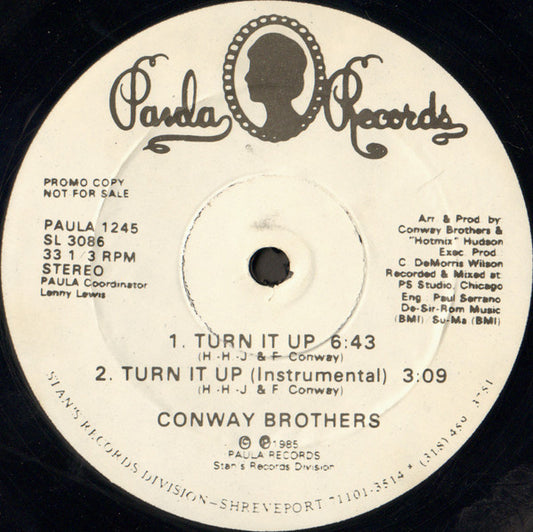 Conway Brothers* : Turn It Up (12", Promo)