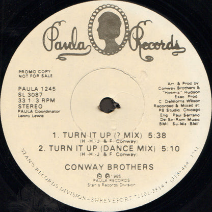 Conway Brothers* : Turn It Up (12", Promo)