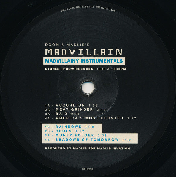 Doom* & Madlib's* - Madvillain : Madvillainy Instrumentals (2x12", Album)