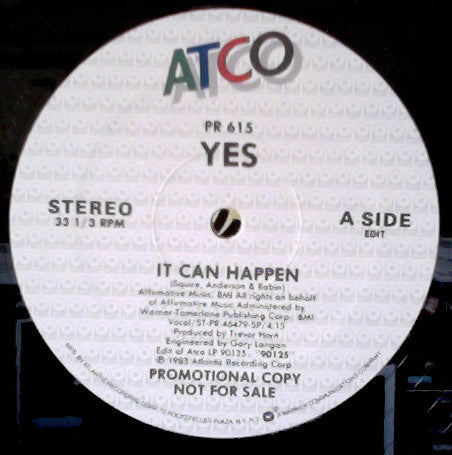 Yes : It Can Happen (12", Single, Promo)