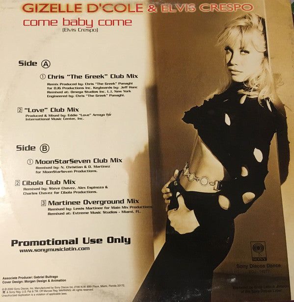 Gizelle D'Cole & Elvis Crespo : Come Baby Come (12", Promo)