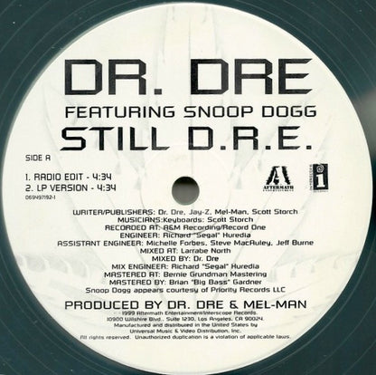 Dr. Dre Featuring Snoop Dogg : Still D.R.E. (12", Cle)