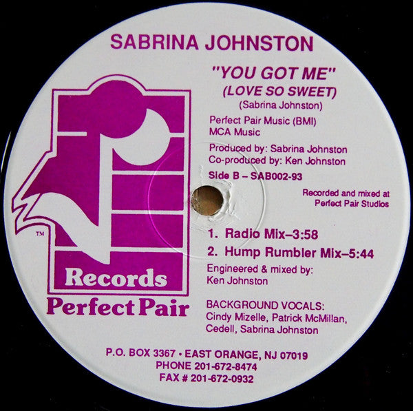 Sabrina Johnston : You Got Me (Love So Sweet) (12")