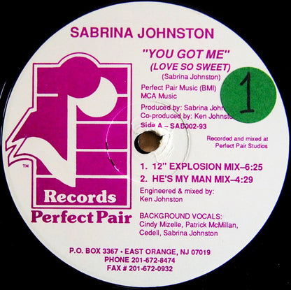 Sabrina Johnston : You Got Me (Love So Sweet) (12")