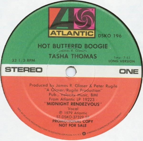 Tasha Thomas : Hot Buttered Boogie (12", Single, Promo)