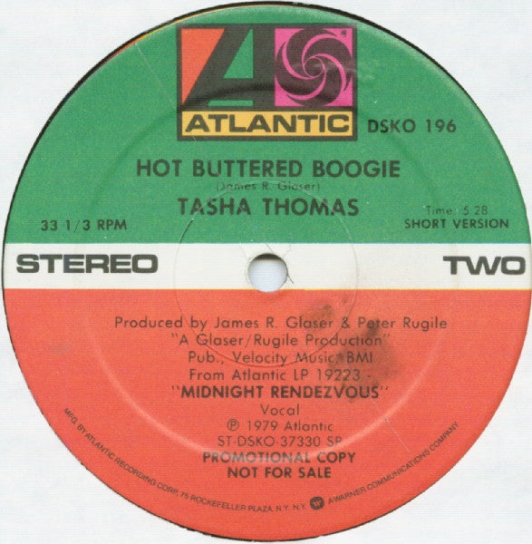 Tasha Thomas : Hot Buttered Boogie (12", Single, Promo)