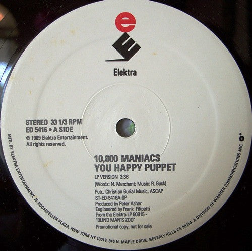 10,000 Maniacs : You Happy Puppet (12", Single, Promo)