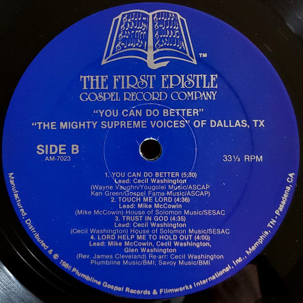 The Mighty Supreme Voices Of Dallas, Texas : You Can Do Better (LP, Album)