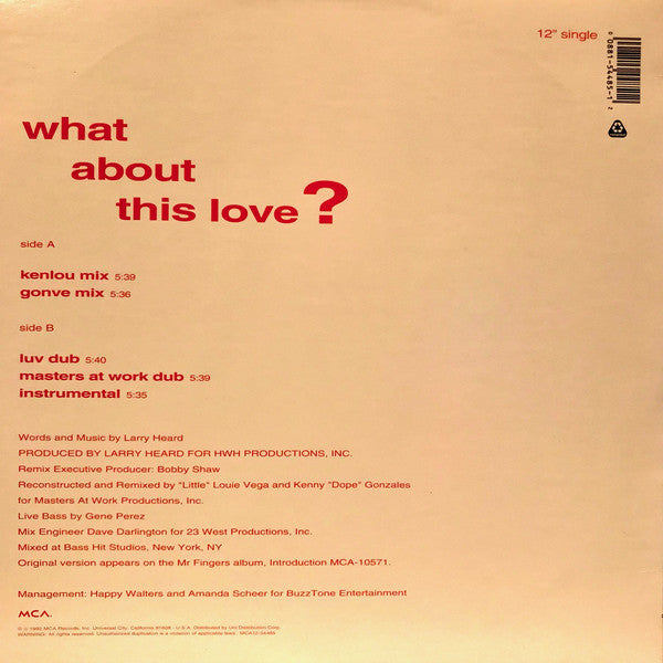 Mr Fingers* : What About This Love? (12", Single)