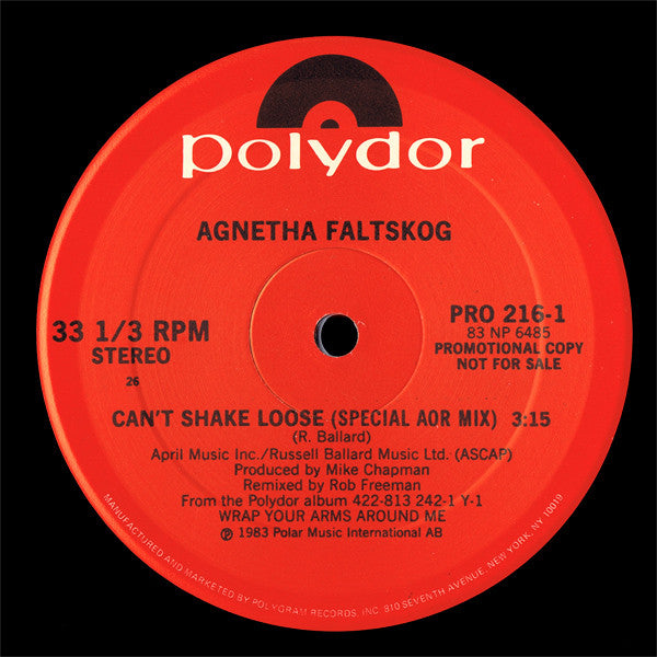 Agnetha Fältskog : Can't Shake Loose (Special AOR Remix) (12", Promo)