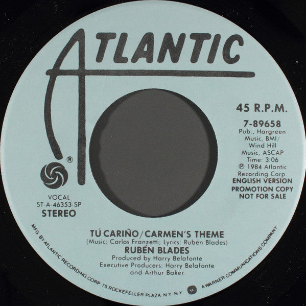 Rubén Blades* : Tú Cariño / Carmen's Theme (7", Promo)