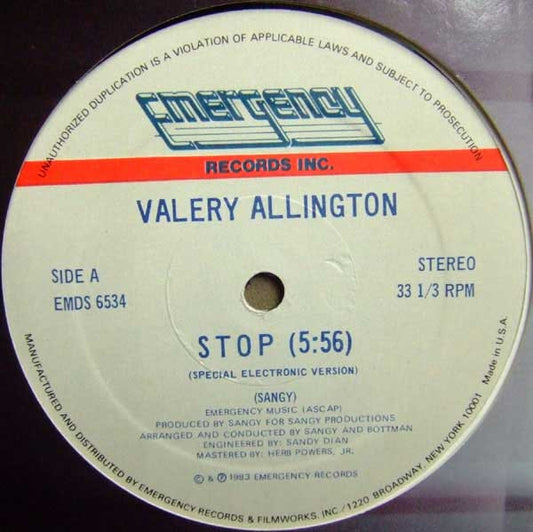 Valery Allington : Stop (12")