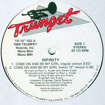 Infinity (48) : Come On And Be My Girl / Magic Man (Cast Your Spell) (12")