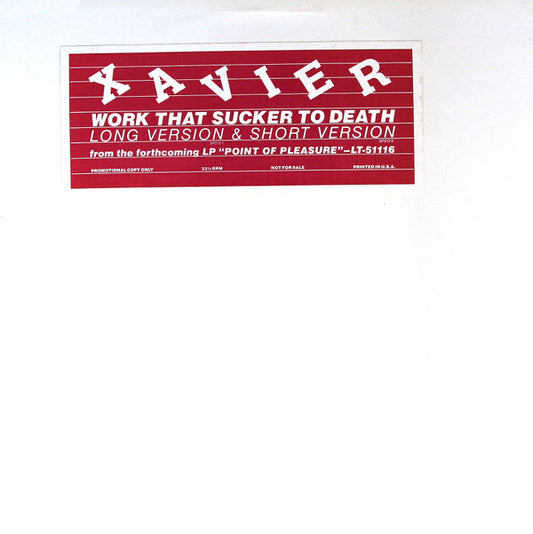 Xavier (2) : Work That Sucker To Death (12", Promo)
