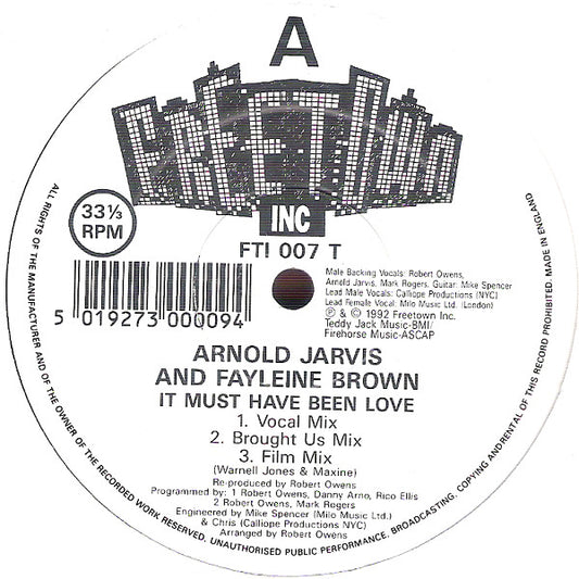 Arnold Jarvis And Fayleine Brown : It Must Have Been Love (12")