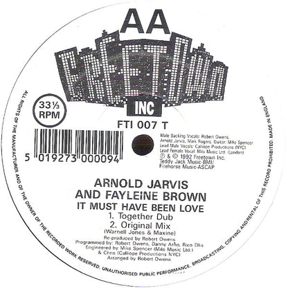 Arnold Jarvis And Fayleine Brown : It Must Have Been Love (12")