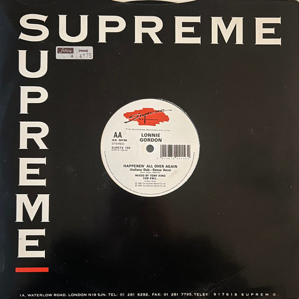 Lonnie Gordon : Happenin' All Over Again (Remix) (12")