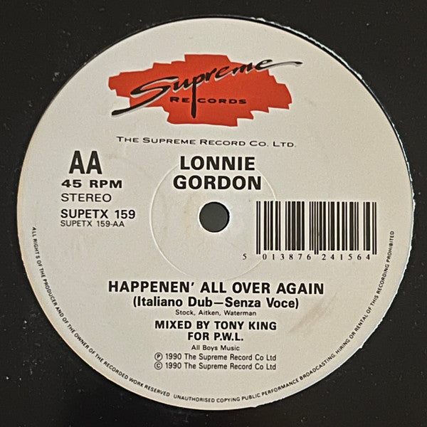 Lonnie Gordon : Happenin' All Over Again (Remix) (12")
