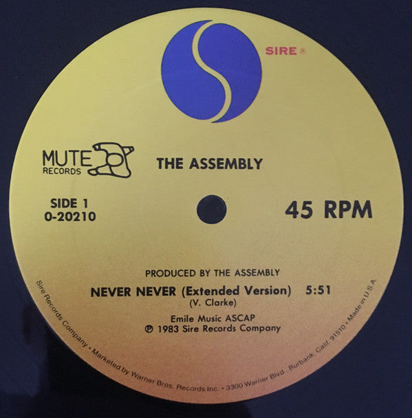 The Assembly : Never Never (Extended Version) / Stop / Start (Extended Version) (12", Maxi)
