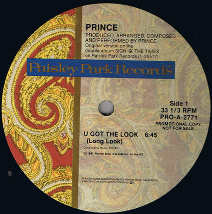 Prince : U Got The Look (12", Single, Promo)