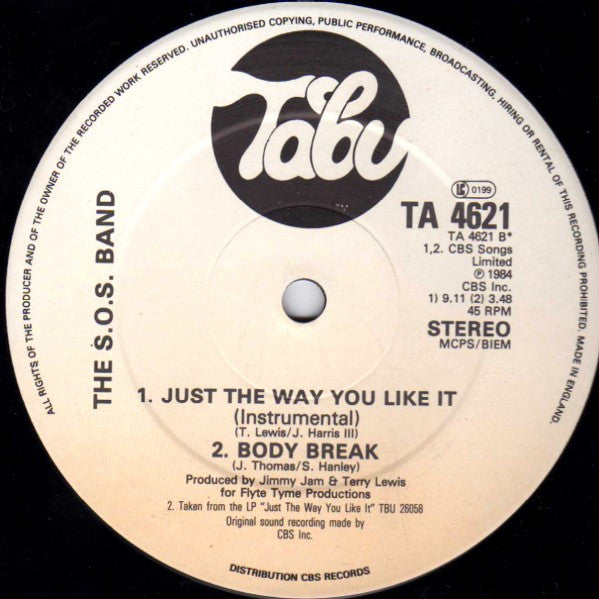 The SOS Band* : Just The Way You Like It (Like It Long Mix) (12")