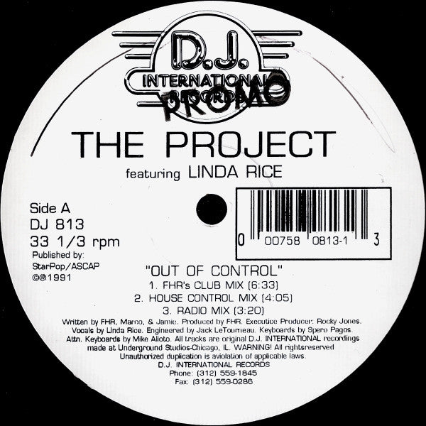 The Project (8) Featuring Linda Rice : Out Of Control (12")