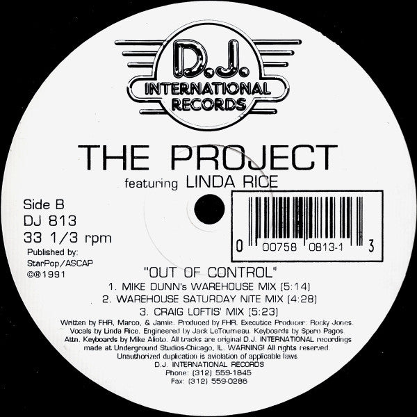 The Project (8) Featuring Linda Rice : Out Of Control (12")