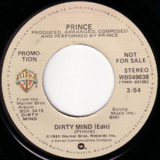 Prince : Dirty Mind (7", Single, Mono, Promo)