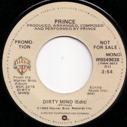 Prince : Dirty Mind (7", Single, Mono, Promo)