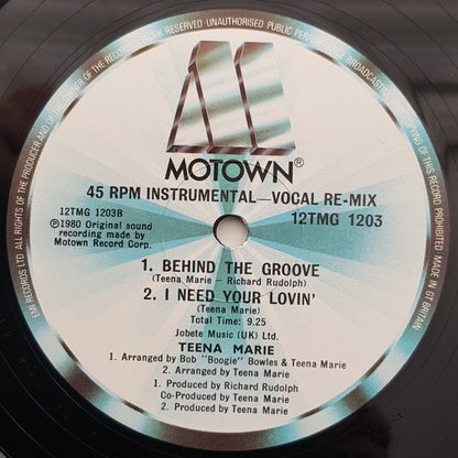 Teena Marie : I Need Your Lovin' (12", Single)
