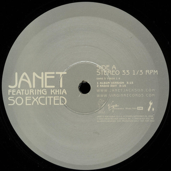 Janet* Featuring Khia : So Excited (12", Promo)