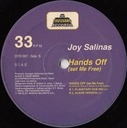 Joy Salinas : Hands Off (Set Me Free) (12")