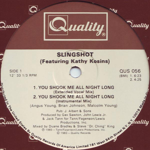 Slingshot Featuring Kathy Kosins : You Shook Me All Night Long (12")