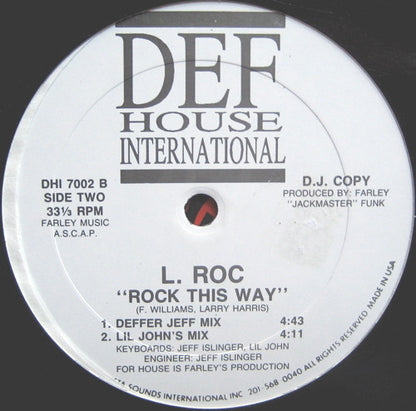 L. Roc : Rock This Way (12", Promo, Car)
