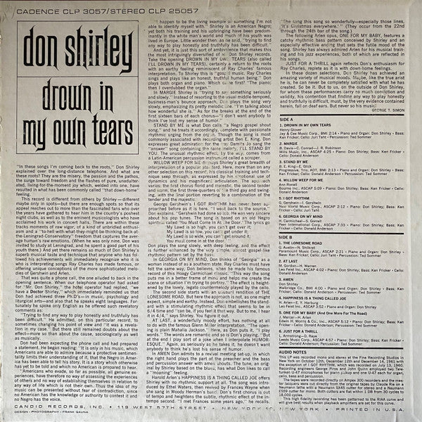 Don Shirley : Drown In My Own Tears (LP, Album)