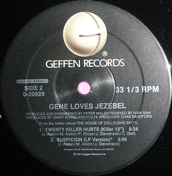 Gene Loves Jezebel : Suspicion / Twenty Killer Hurts (12", Maxi)