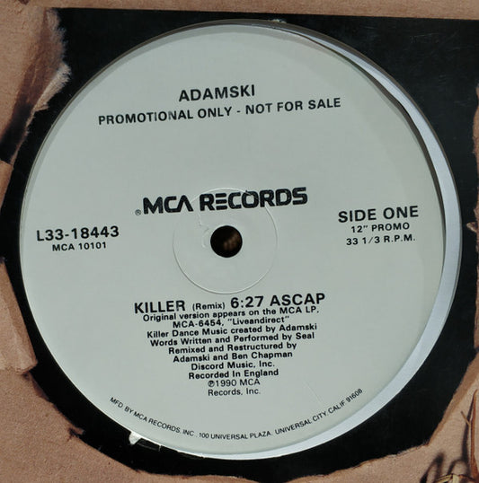 Adamski : Killer (12", Promo)