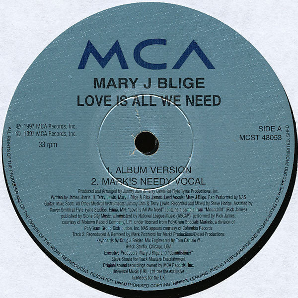 Mary J  Blige* : Love Is All We Need (12")