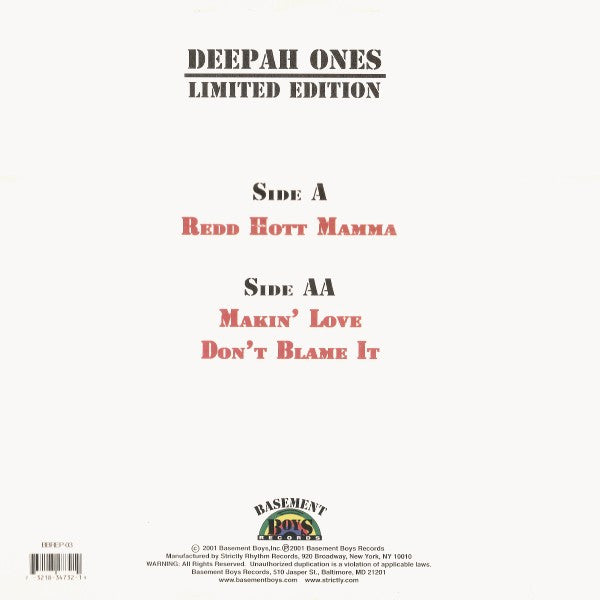 Deepah Ones : Deepah Ones E.P. (12", EP, Ltd)