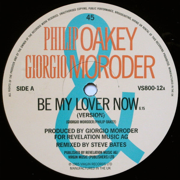 Philip Oakey & Giorgio Moroder : Be My Lover Now (12", Single)