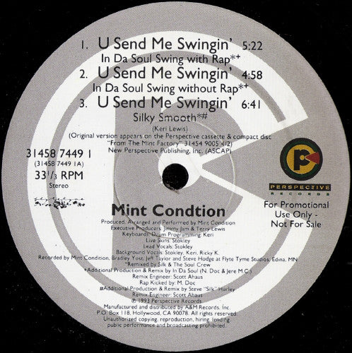 Mint Condition : U Send Me Swingin' (12", Promo)
