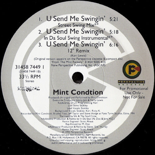 Mint Condition : U Send Me Swingin' (12", Promo)