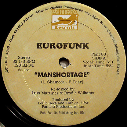 Euro Funk : Manshortage (12", Single)