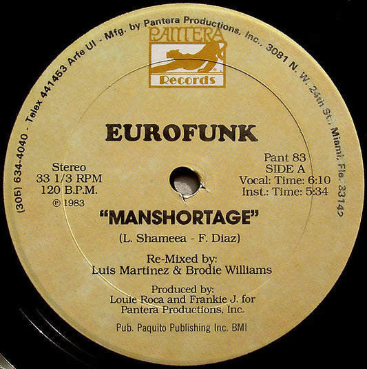 Euro Funk : Manshortage (12", Single)
