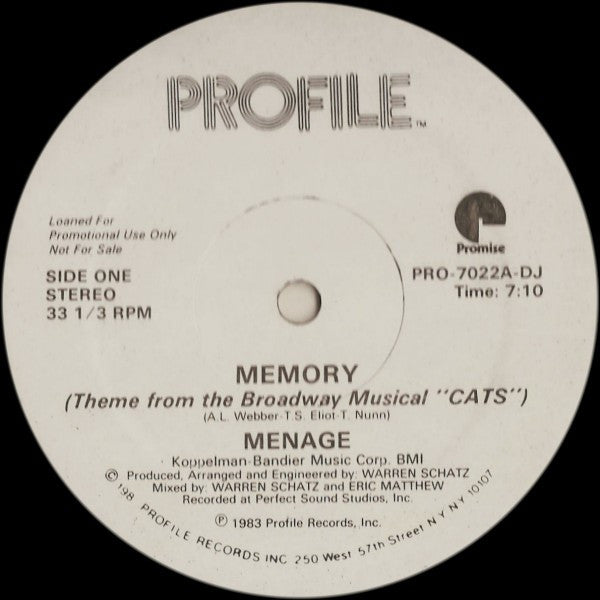 Menage (2) : Memory (12", Promo)