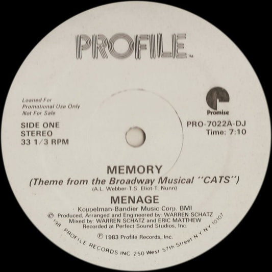 Menage (2) : Memory (12", Promo)