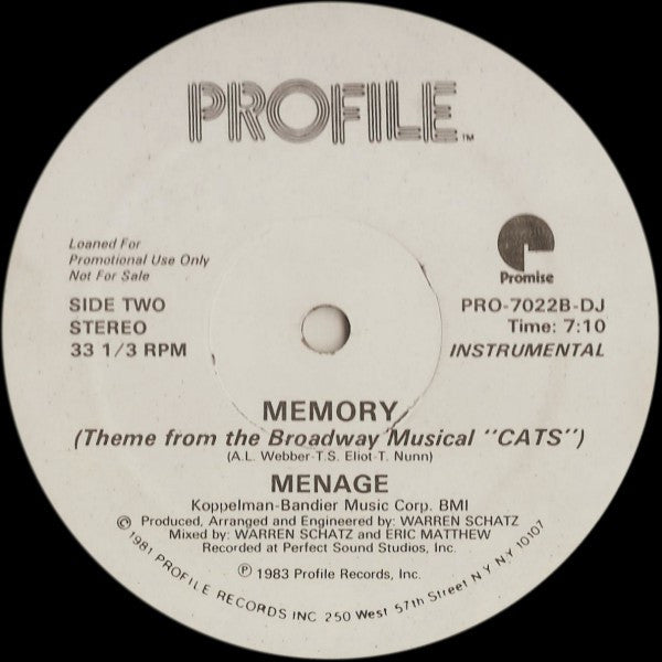 Menage (2) : Memory (12", Promo)