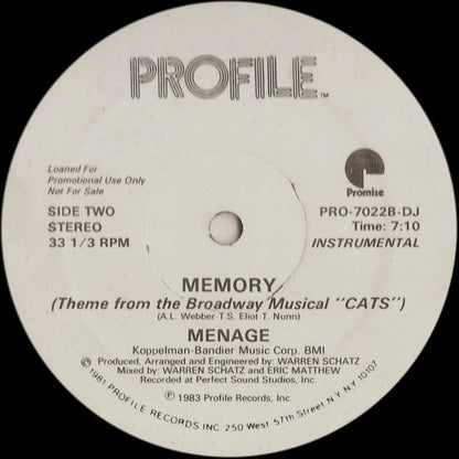 Menage (2) : Memory (12", Promo)
